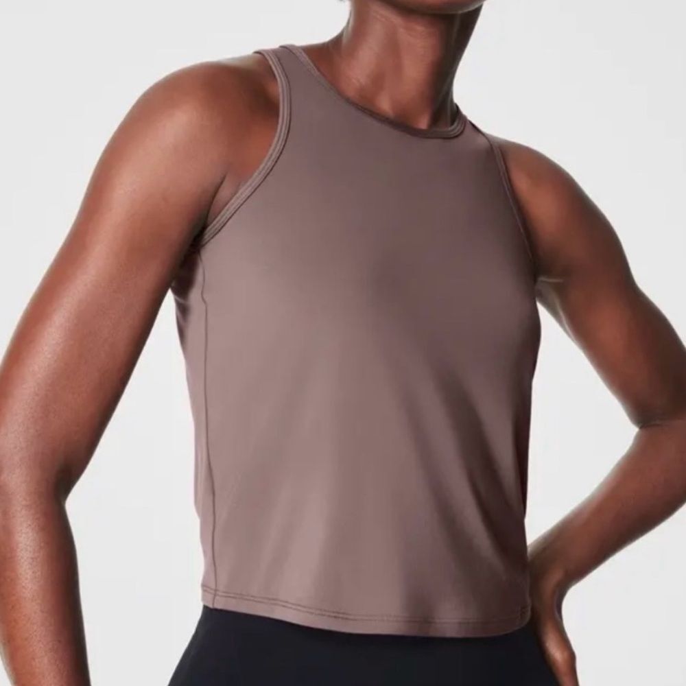 NWT - SPANX Butter Soft Keyhole Tank Top - Crew Neck - Smoke Gray - Medium